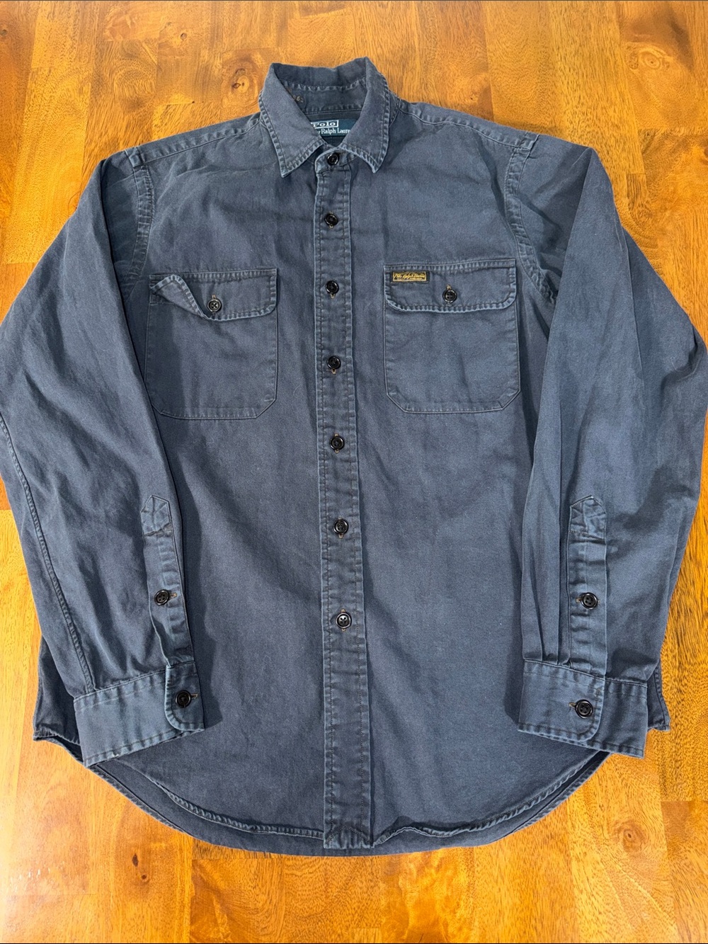 Vintage 90s Polo by Ralph Lauren Navy Blue Button-Down Work Shirt